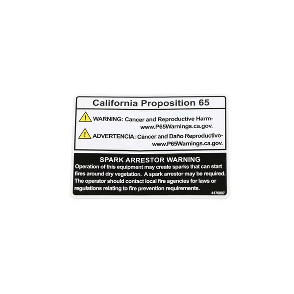 Bobcat 4176807 Prop 65 Decal For ZT Zero-Turn Ride-On Mowers, 4176807