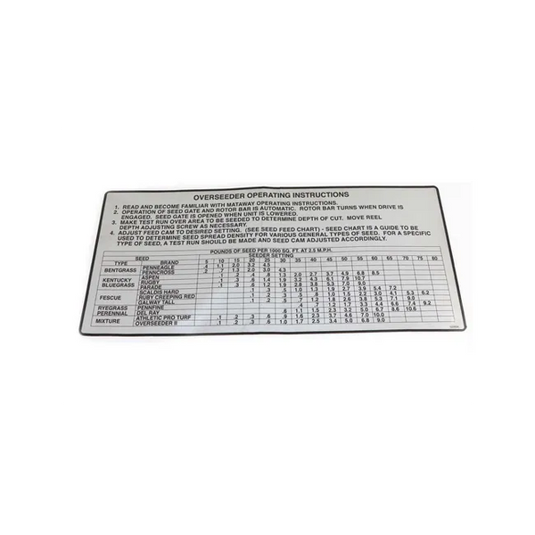 Bobcat 522834 Overseeder Instructions Decal For Overseeders, 522834