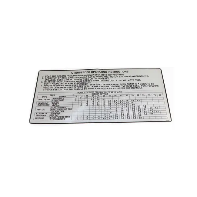 Bobcat 522834 Overseeder Instructions Decal For Overseeders, 522834