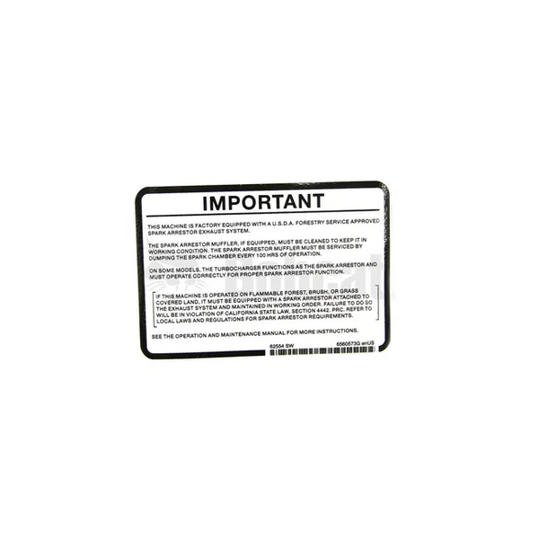 Bobcat 6560573 Spark Arrestor Safety Decal, 6560573