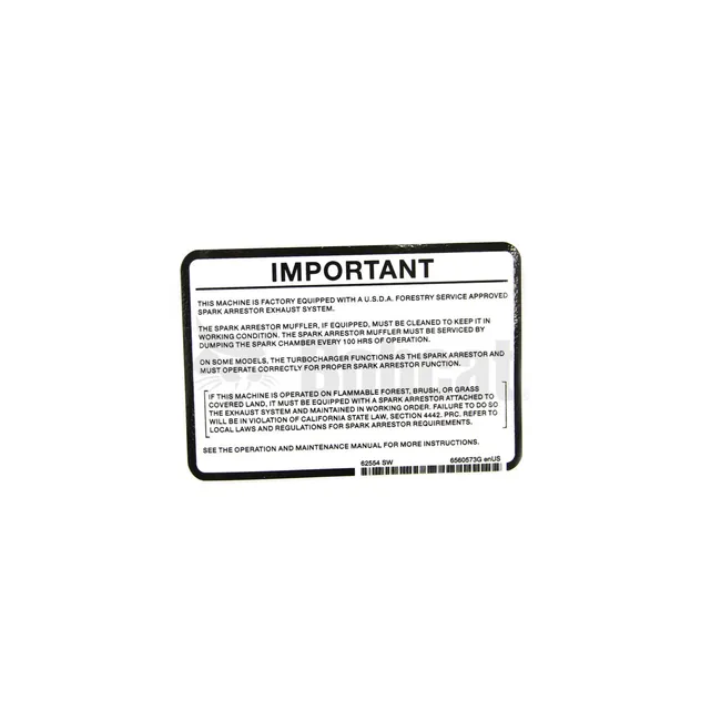 Bobcat 6560573 Spark Arrestor Safety Decal, 6560573