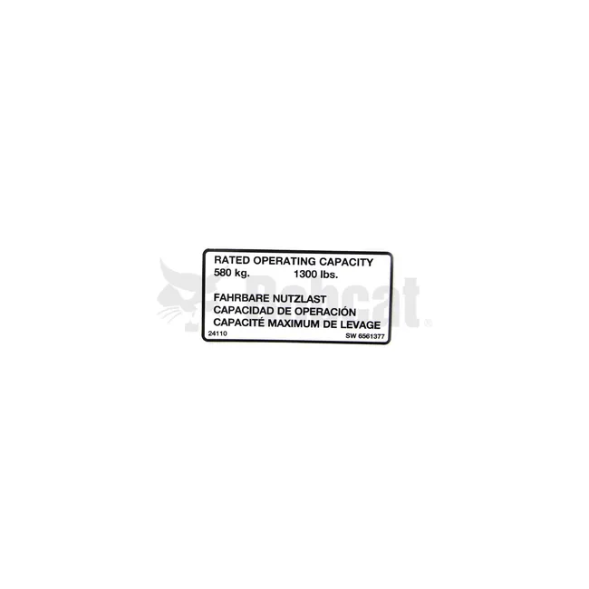 Bobcat 6561377 Capacity Decal, 6561377