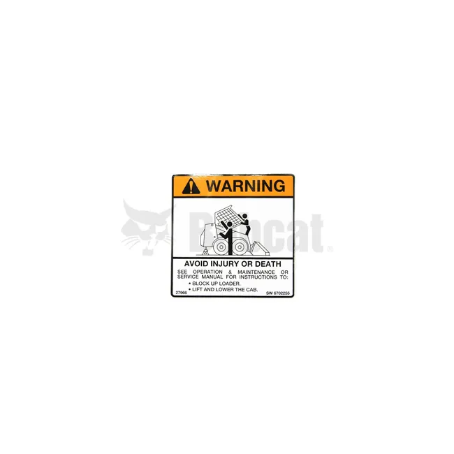 Bobcat 6702255 Warning Decal, 6702255