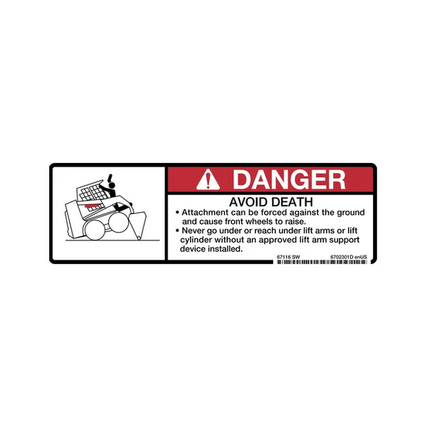 Bobcat 6702301 Lift Arm Danger Decal for Loaders, 6702301