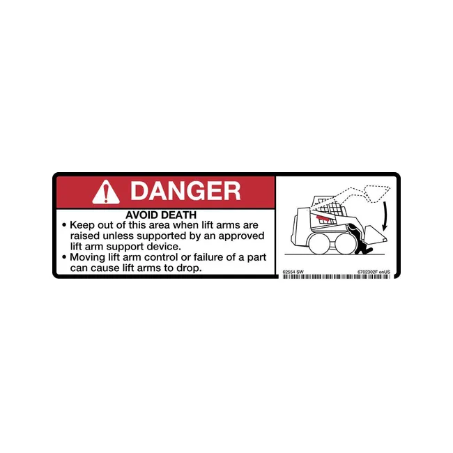 Bobcat 6702302 Lift Arm Danger Decal for Loaders, 6702302