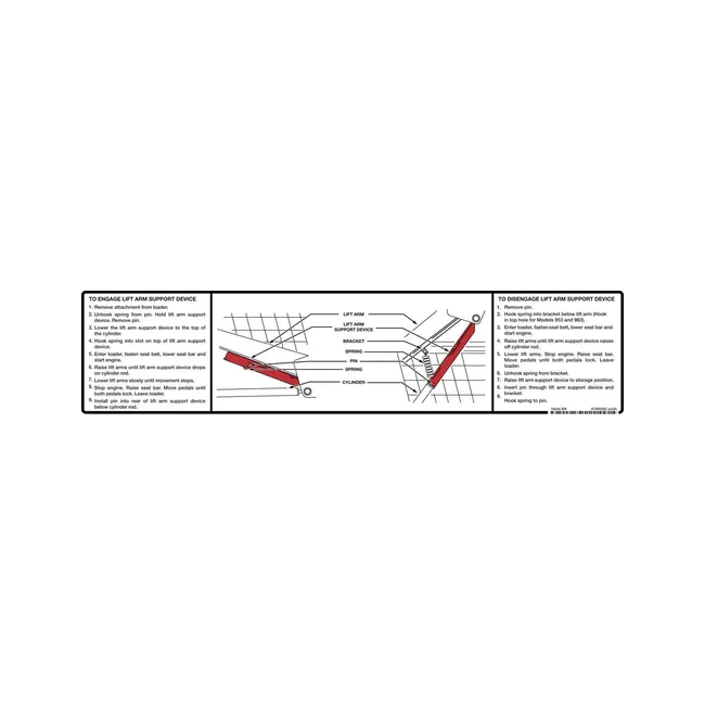 Bobcat 6706558 Lift Arm Support Decal, 6706558
