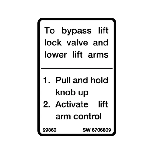 Bobcat 6706809 Lift Lock Instructions Decal for Loaders, 6706809