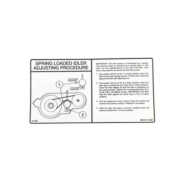 Bobcat 6711905 Belt Tension Decal for Loaders, 6711905