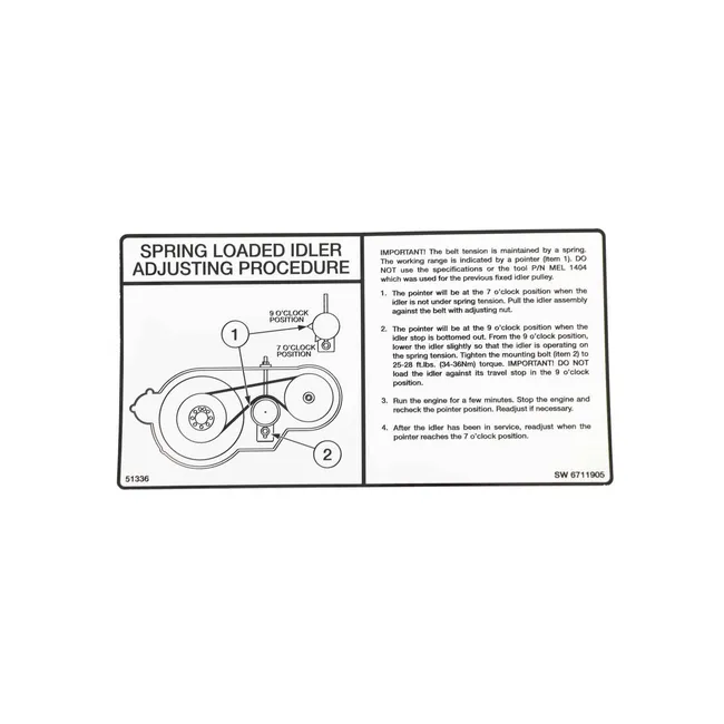Bobcat 6711905 Belt Tension Decal for Loaders, 6711905