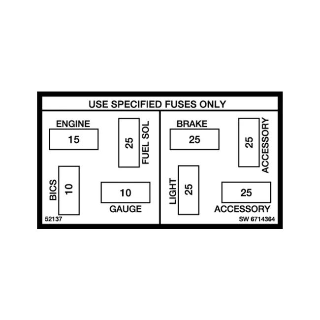 Bobcat 6714364 Fuse Decal for Skid Steer Loaders, 6714364