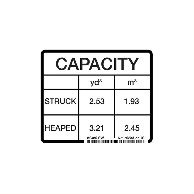 Bobcat 6717623 Lift Capacity Decal for Dumping Hopper, 6717623