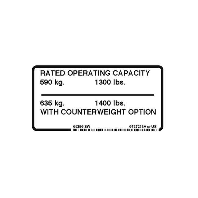 Bobcat 6727223 Capacity Decal for Loaders, 6727223