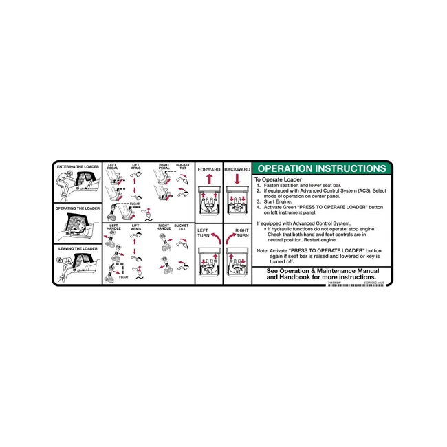Bobcat 6727926 Operation Decal, 6727926