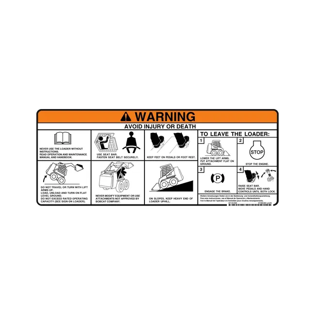 Bobcat 6728539 Warning Decal, 6728539