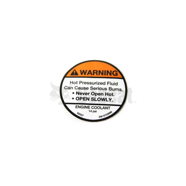Bobcat 6733996 Engine Coolant Cap Warning Decal, 6733996