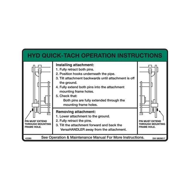 Bobcat 6809617 Hyd Attach Decal, 6809617
