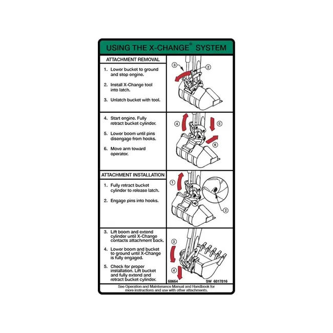 Bobcat 6817816 Using Excavator X-Change Decal, 6817816