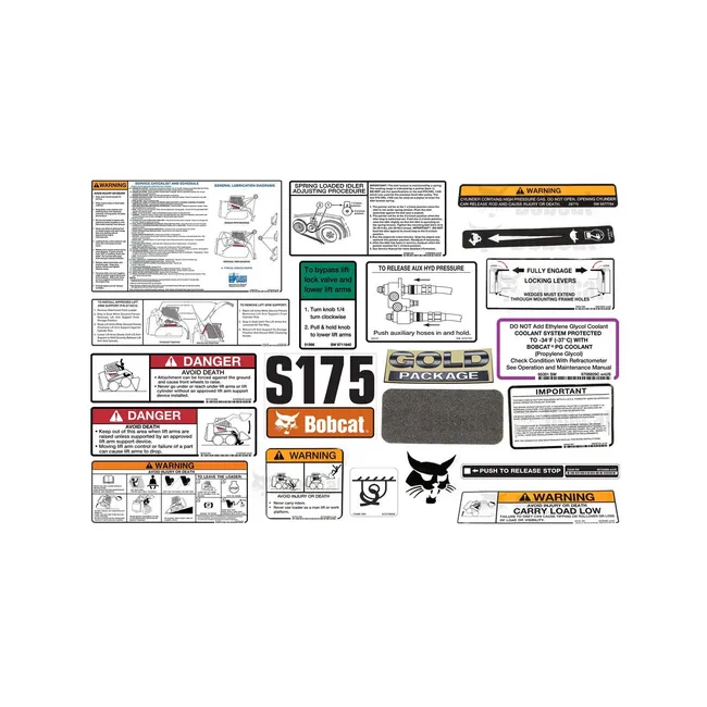 Bobcat 6904996 S175 Internal and External Decal Kit for Skid Steer Loaders, 6904996