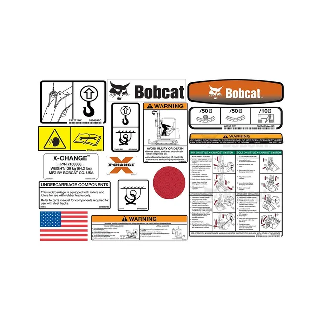 Bobcat 6986664 325, 328 Model Internal and External Decal Kit for Excavators, 6986664