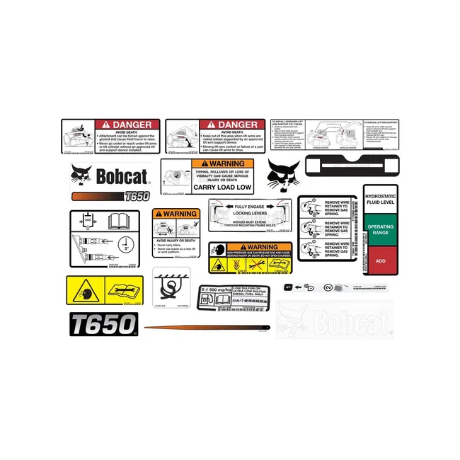 Bobcat 6989485 T650 Internal and External Decal Kit for Track Loaders, 6989485