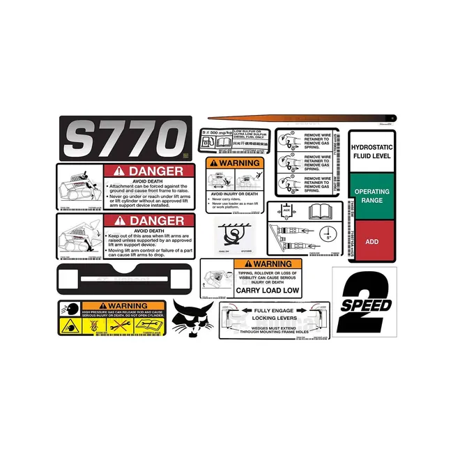 Bobcat 6990491 S770 Model Internal and External Translation Decal Kit for Skid Steer Loaders, 6990491