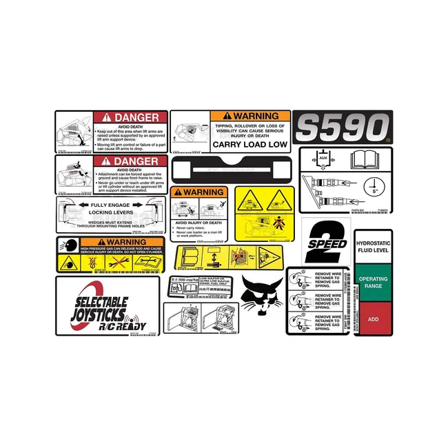 Bobcat 6990600 S590 Model Internal and External Translation Decal Kit for Skid Steer Loaders, 6990600