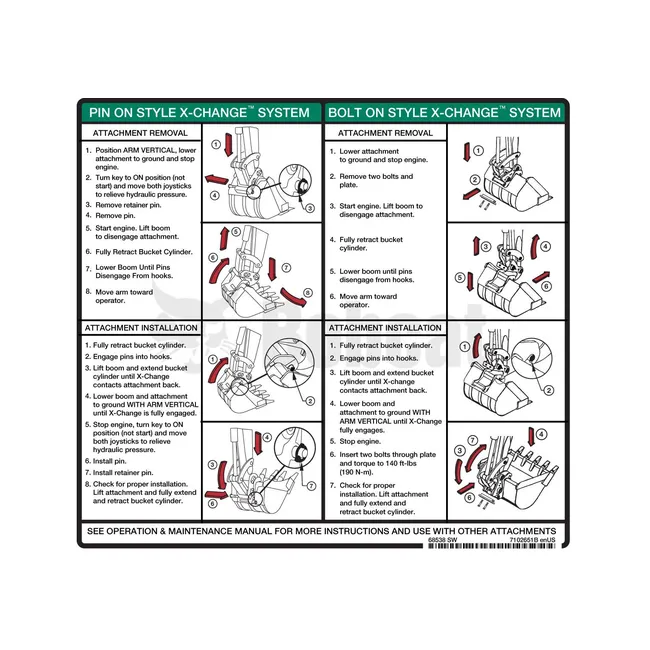 Bobcat 7102651 X-Change Instructions Decal, 7102651
