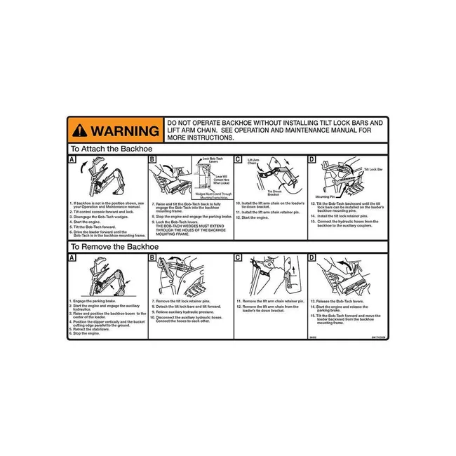 Bobcat 7103339 Warning Decal for Backhoe, 7103339