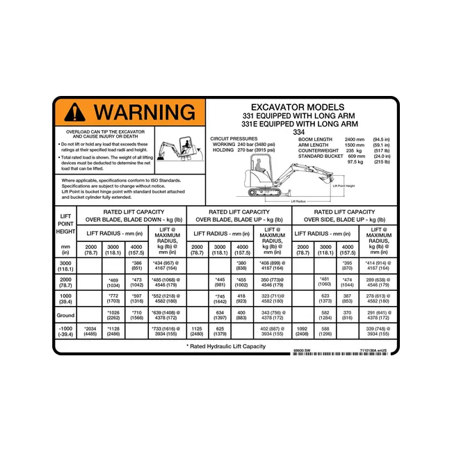 Bobcat 7110138 Warning Decal, 7110138
