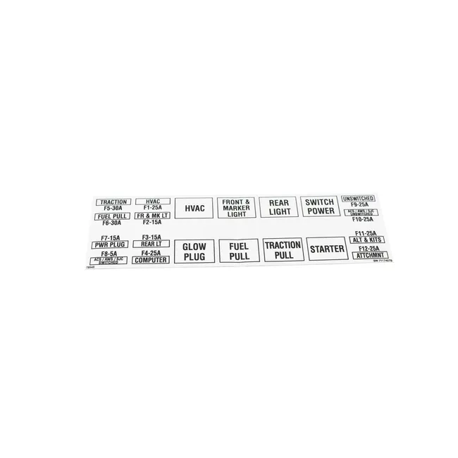 Bobcat 7117407 Fuse Relay Decal, 7117407