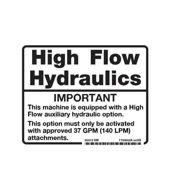 Bobcat 7120602 High flow Hydraulics Decal, 7120602
