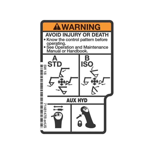 Bobcat 7148147 RH STD/ISO Decal for Excavators, 7148147