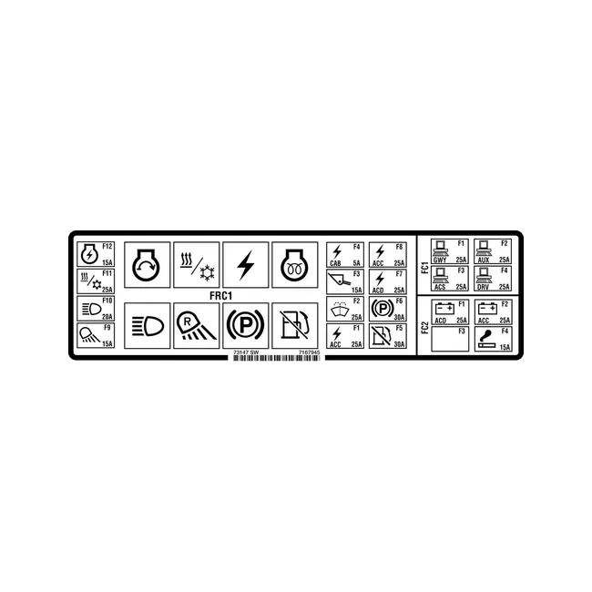 Bobcat 7167945 Decal Fuse Relay, 7167945