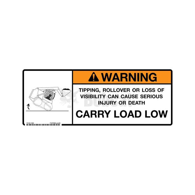 Bobcat 7167993 Carry Load Low Warning Decal, 7167993
