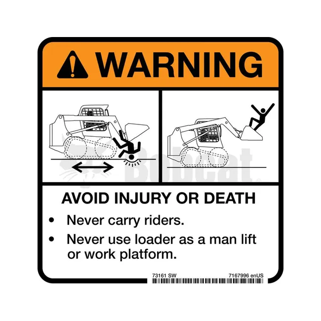 Bobcat 7167996 Warning Decal (Text) 7167996