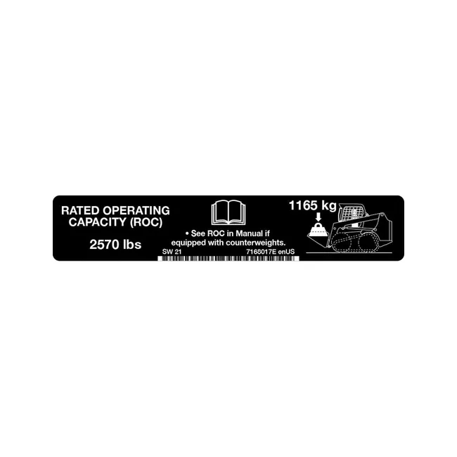 Bobcat 7168017 Lift Capacity Decal, 7168017