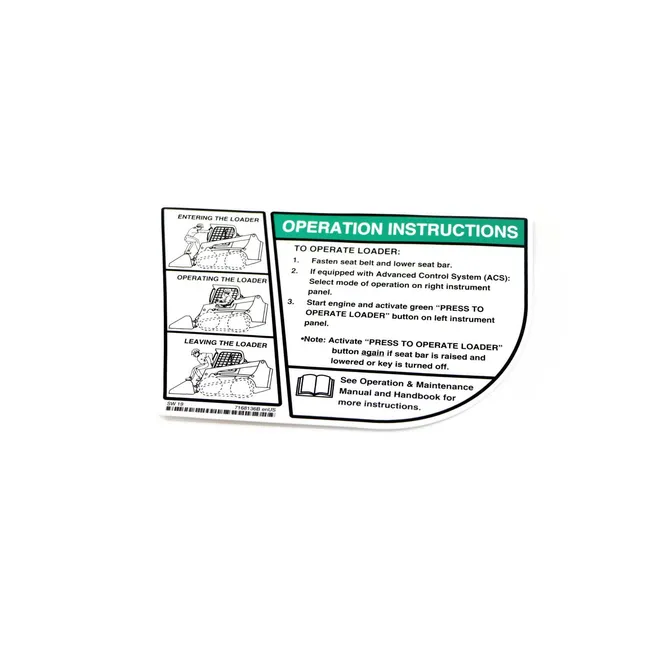 Bobcat 7168136 Operation Decal for Loaders, 7168136
