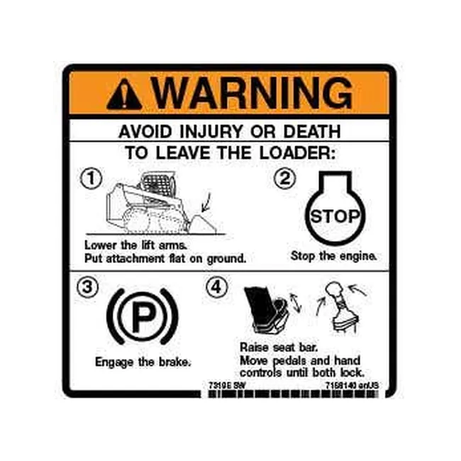 Bobcat 7168140 Warning Decal for Loaders, 7168140