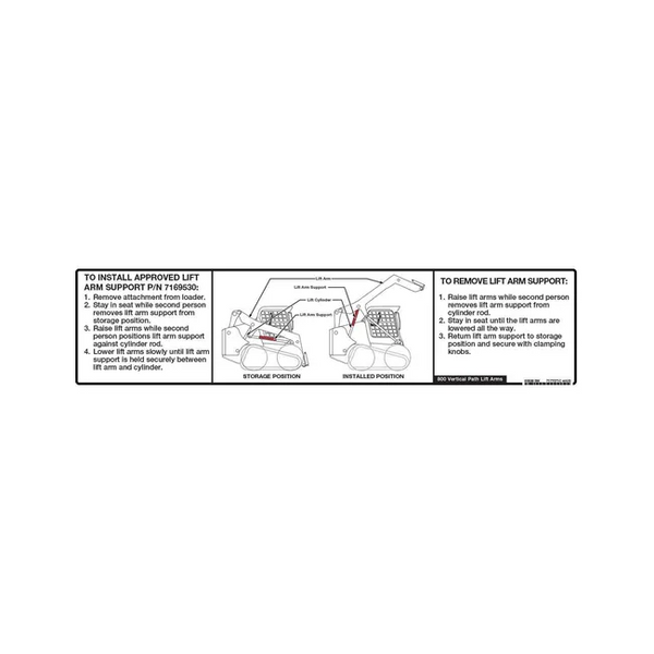 Bobcat 7177071 Lift Arm Support Instructions Decal for Loaders, 7177071
