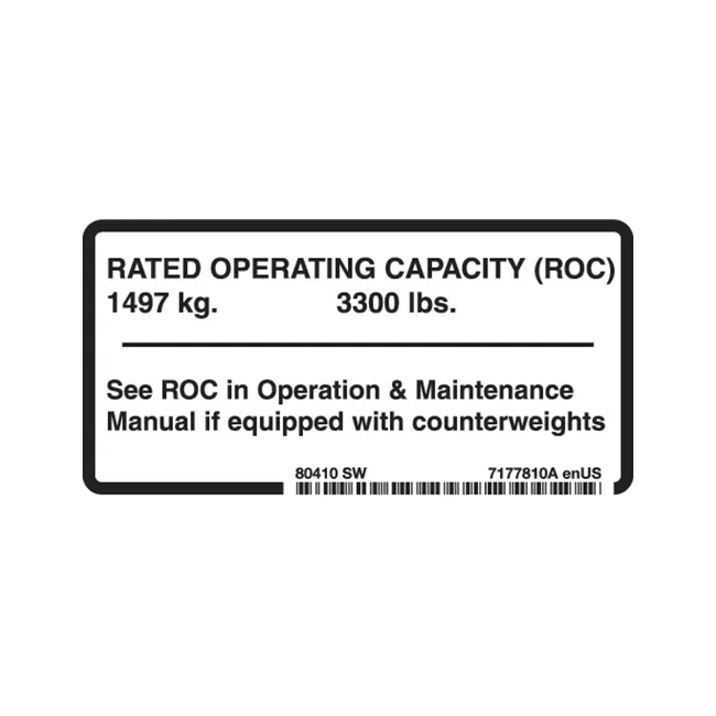 Bobcat 7177810 Load Cap Decal for Skid Steer Loaders, 7177810