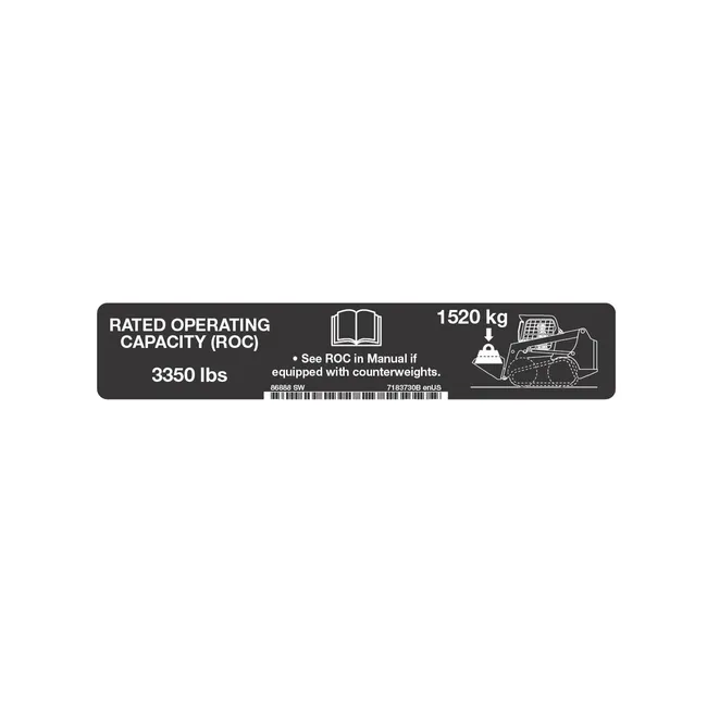 Bobcat 7183730 Lift Capacity Decal for Skid Steer Loaders, 7183730