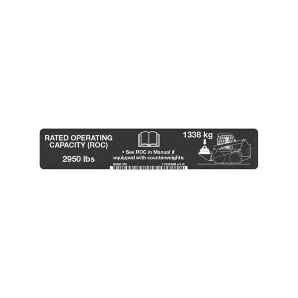 Bobcat 7183740 Lift Capacity Decal for Track Loaders, 7183740