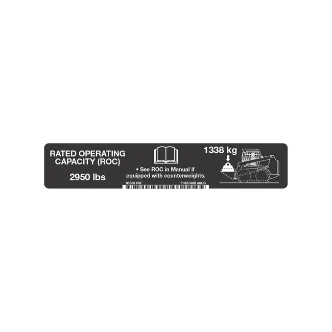 Bobcat 7183740 Lift Capacity Decal for Track Loaders, 7183740