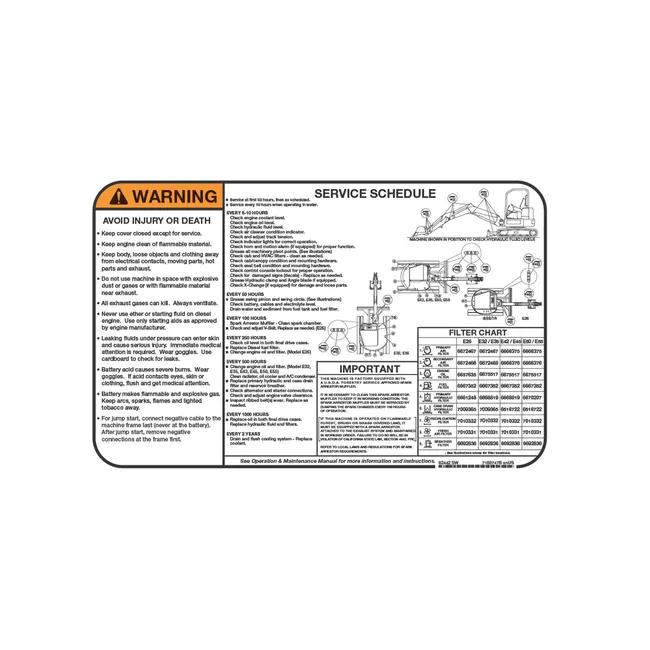 Bobcat 7188747 Service Decal for Excavators, 7188747