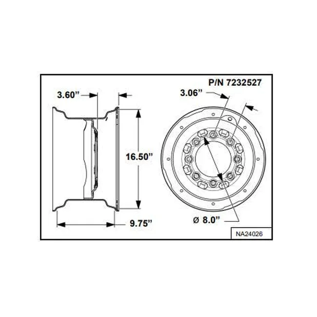 Bobcat 7232527 Rim Wheel for S650 Skid Steer Loaders, 7232527