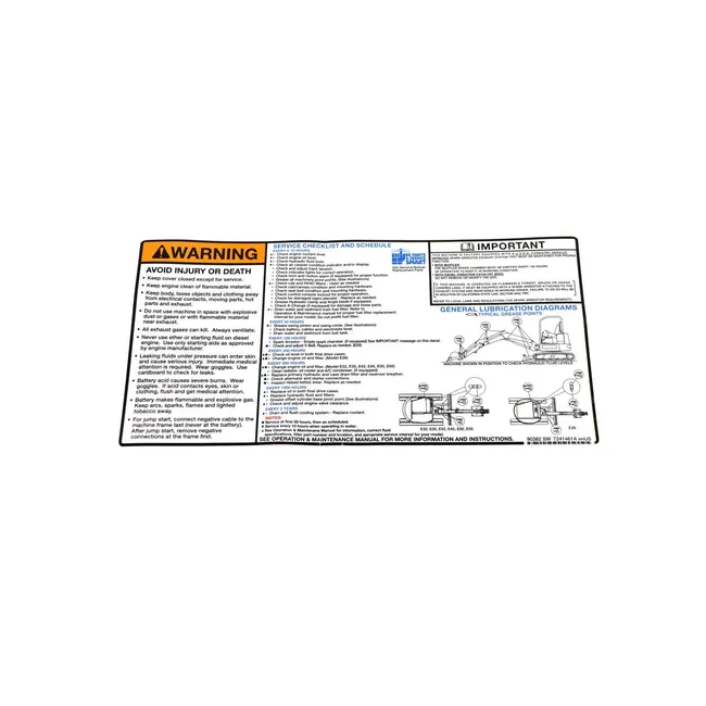Bobcat 7241461 Service Decal for Excavators, 7241461