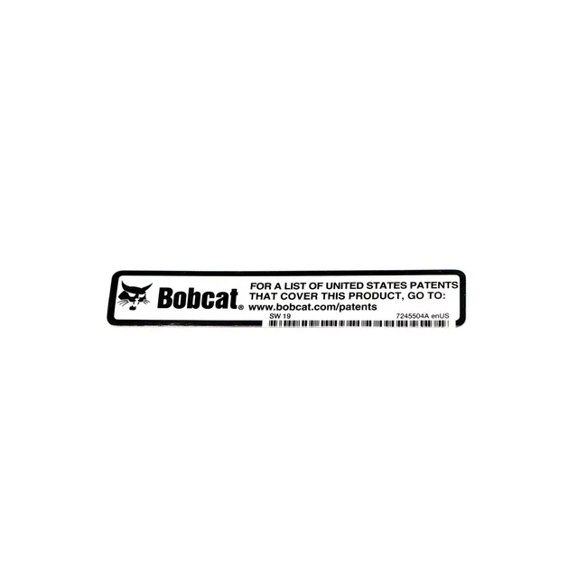 Bobcat 7245504 Patent Decal for Bobcat Equipment, 7245504
