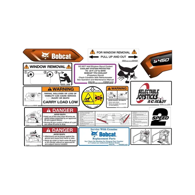Bobcat 7249559 S450 Model Internal and External Decal Kit for Skid Steer Loaders, 7249559
