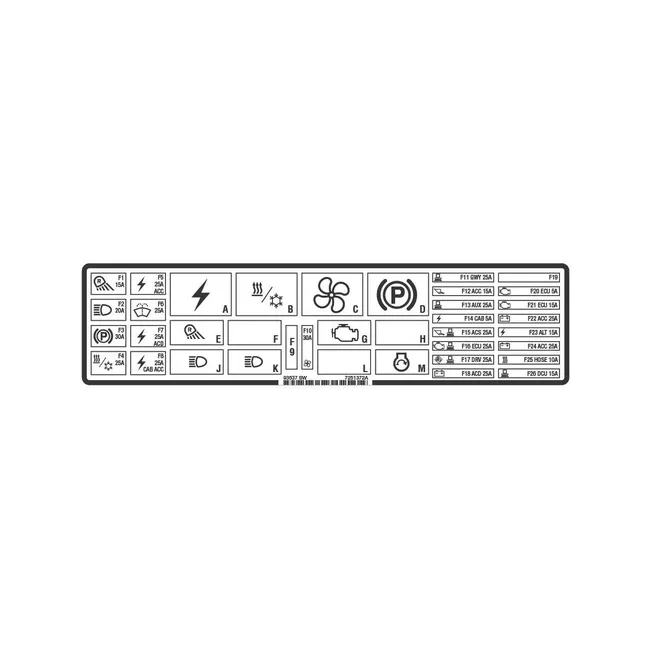 Bobcat 7251372 Fuse Decal for Loaders, 7251372