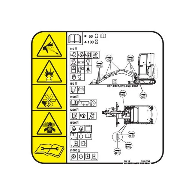 Bobcat 7252176 Service Decal for Excavators, 7252176